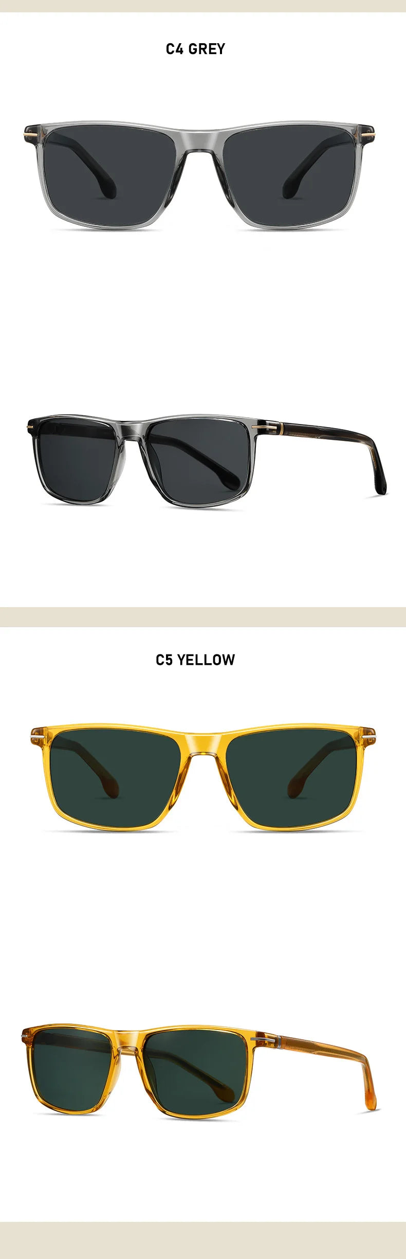 O-Q CLUB New Men's Fashion Square Polarized Sunglasses