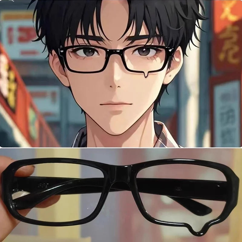 Fashion Anime Y2K Teardrop Cosplay Glasses Unisex No Lenses Eyeglass Japanese Costume Props Spectacles Retro Eyewear Accessories