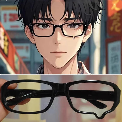 Fashion Anime Y2K Teardrop Cosplay Glasses Unisex No Lenses Eyeglass Japanese Costume Props Spectacles Retro Eyewear Accessories