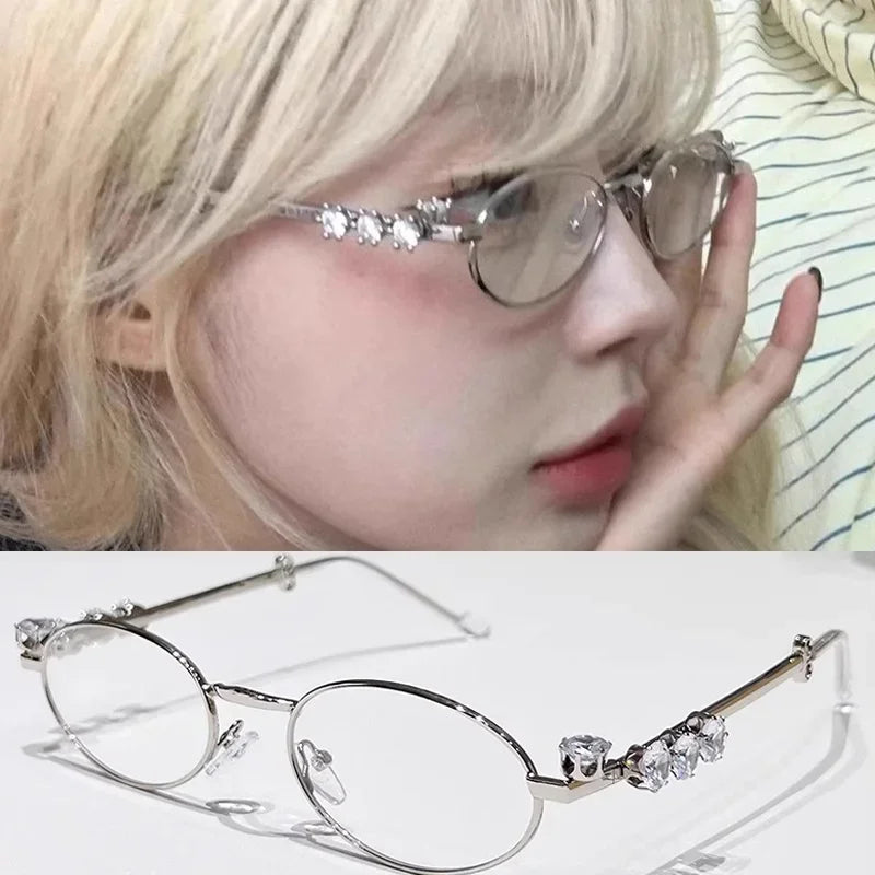 Fashion Small Square Glasses Frame for Women Metal Blue Light Blocking Glasses Japanese Men Retro Trendy Reading Y2K Eyeglasses