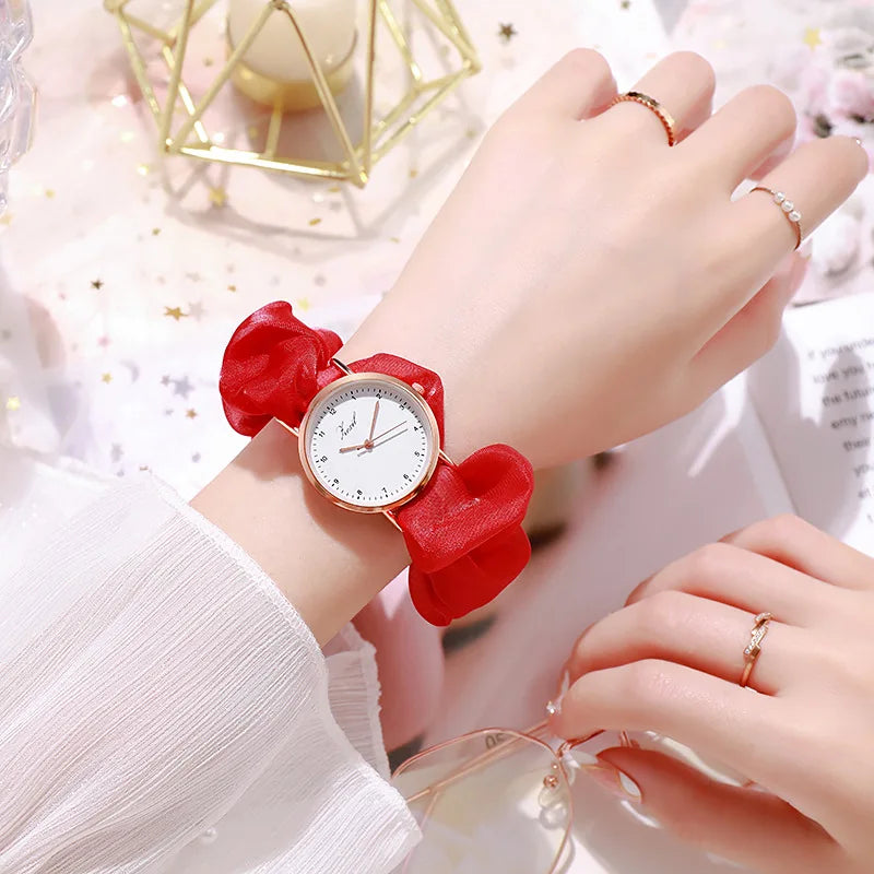 Montre Femme Creative Ribbon Women's Quartz Watches Ladies Color Fabric Belt Wristwatch for Women Stylish Dress Reloj Mujer