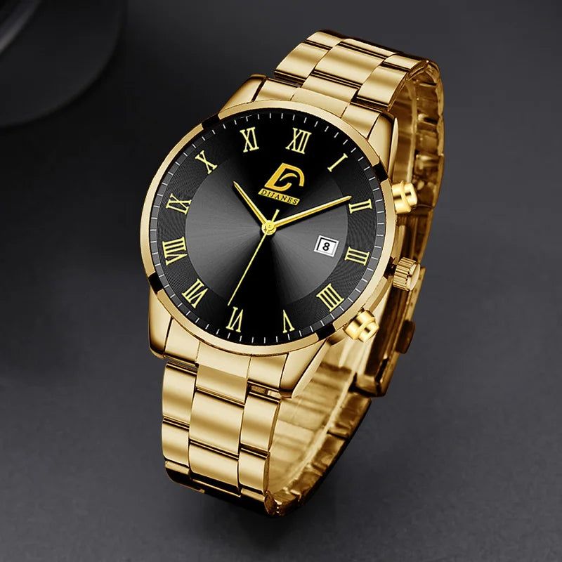 Fashion Mens Gold Watches Luxury Minimalist Quartz Wrist Watch