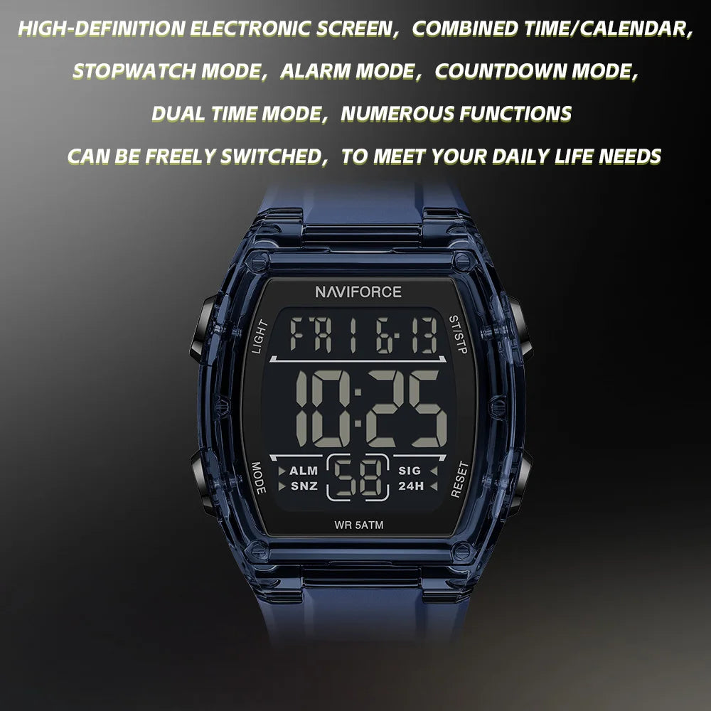 Naviforce 6106 Man Watch Clocks Outdoor Casual Sports LCD Digital Electronic Waterproof watch