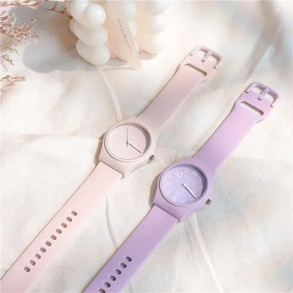 Candy Colors Silicone Strap Quartz Wristwatch Student Watch INS Korean Fashion Trendy Ladies Wristwatch Simple Versatile Clock