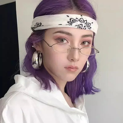 Japanese Harajuku Small Metal Oval Glasses Frame for Women No Makeup Fashion Anti-blue Glasses Men Fashion Anime Cosplay Props