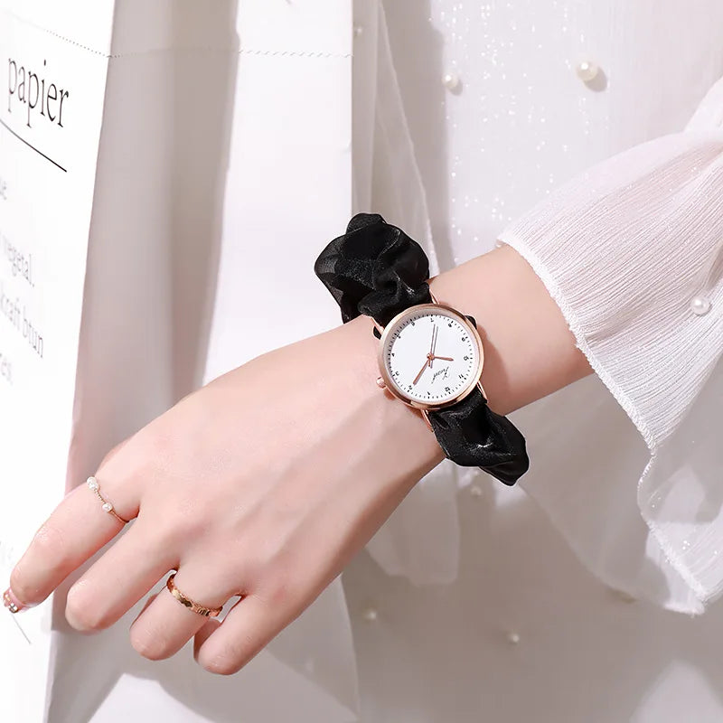 Montre Femme Creative Ribbon Women's Quartz Watches Ladies Color Fabric Belt Wristwatch for Women Stylish Dress Reloj Mujer