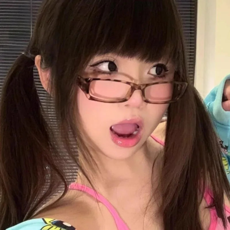 Black Amber VintageY2K Frame Glasses for Women Small Square Eyeglass