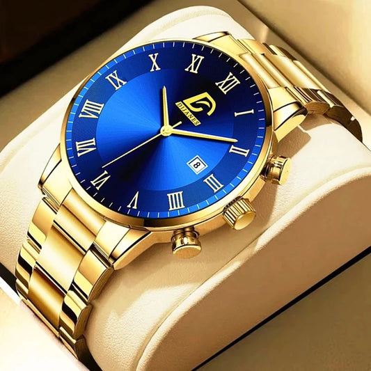 Fashion Mens Gold Watches Luxury Minimalist Quartz Wrist Watch