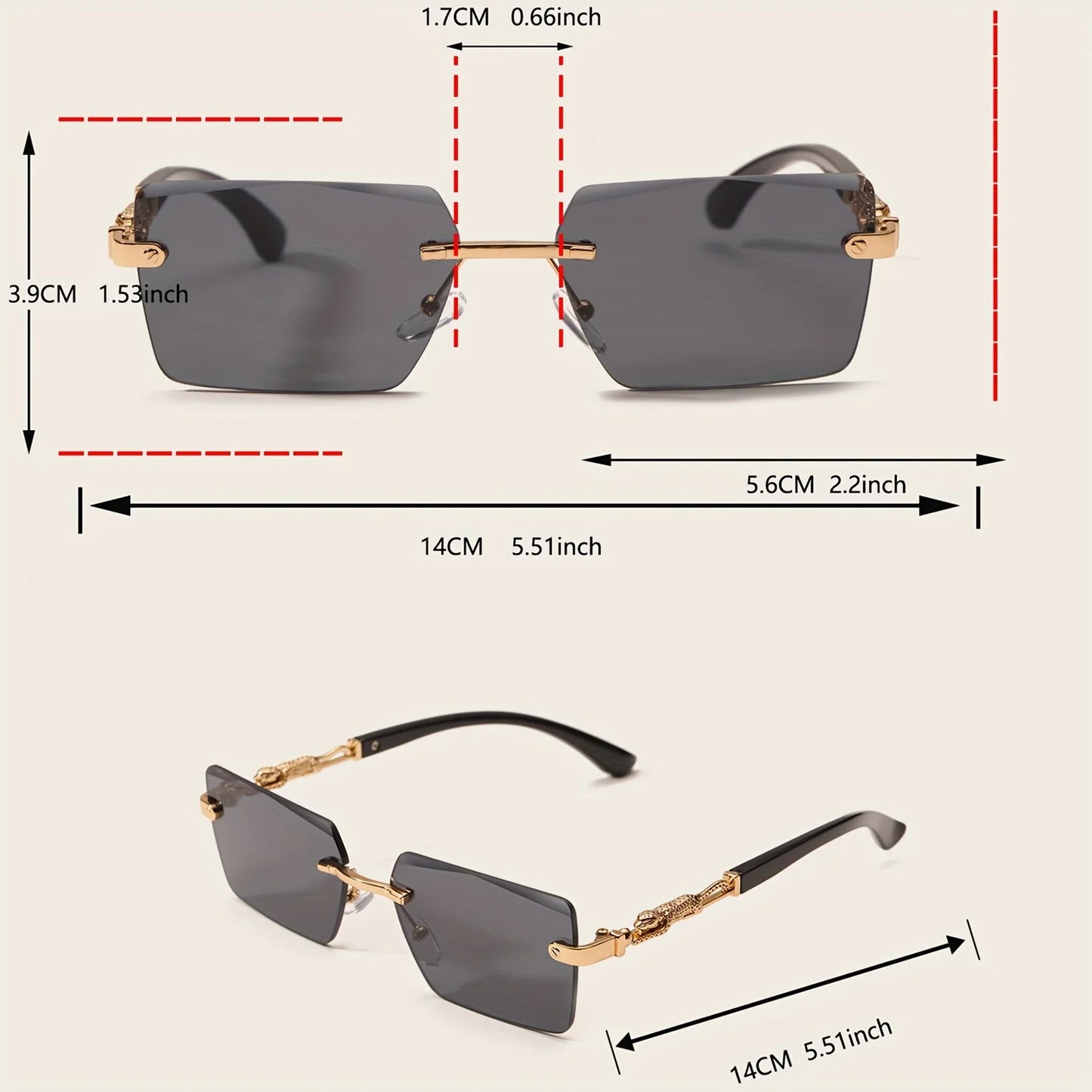 1pc Rimless Sunglasses Rectangle Women Men Shades Small Square Sun Glasses For Female