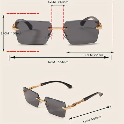 1pc Rimless Sunglasses Rectangle Women Men Shades Small Square Sun Glasses For Female
