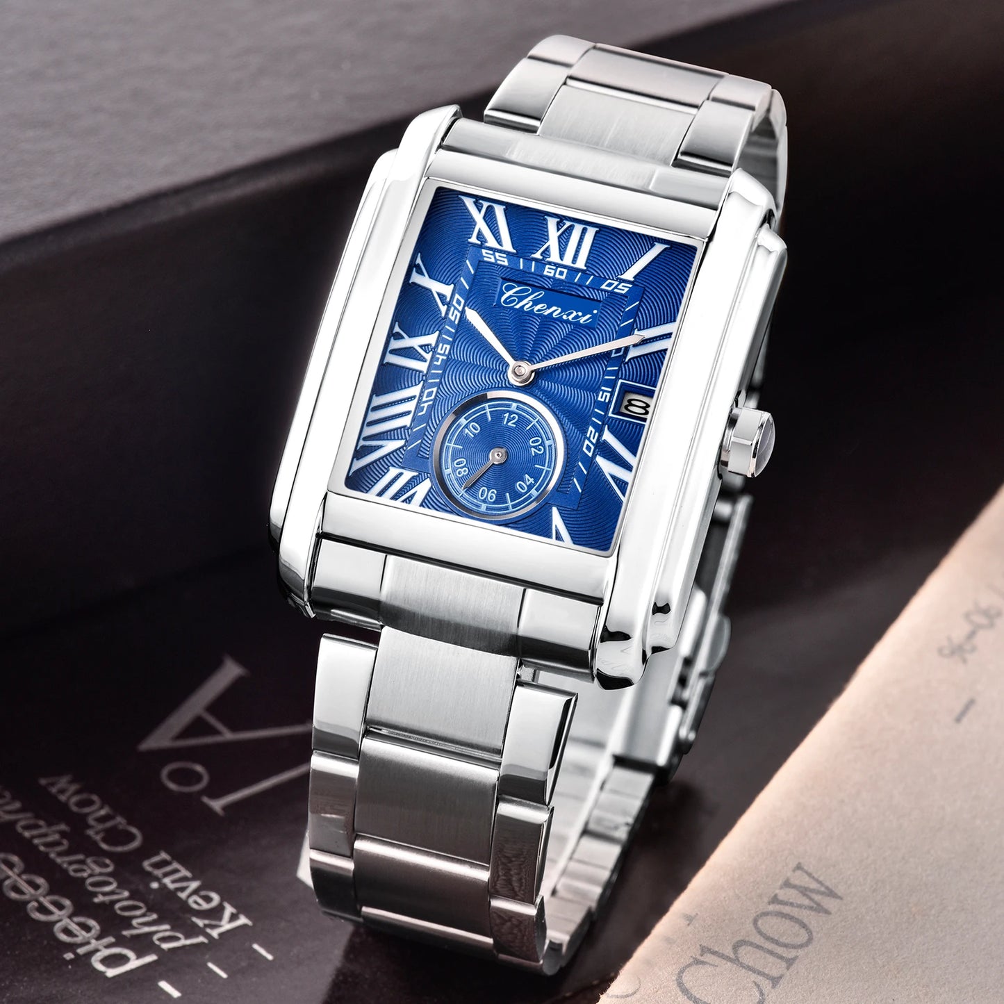 CHENXI 8216 Top Luxury Brand Square Silver Color Men Quartz Watches