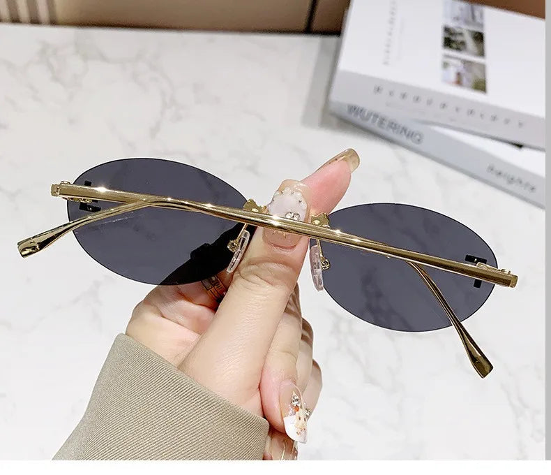 Elegant Diamond Oval Sunglasses Male Letter "F" Rimless Sunglasses  car sunglasses 90902