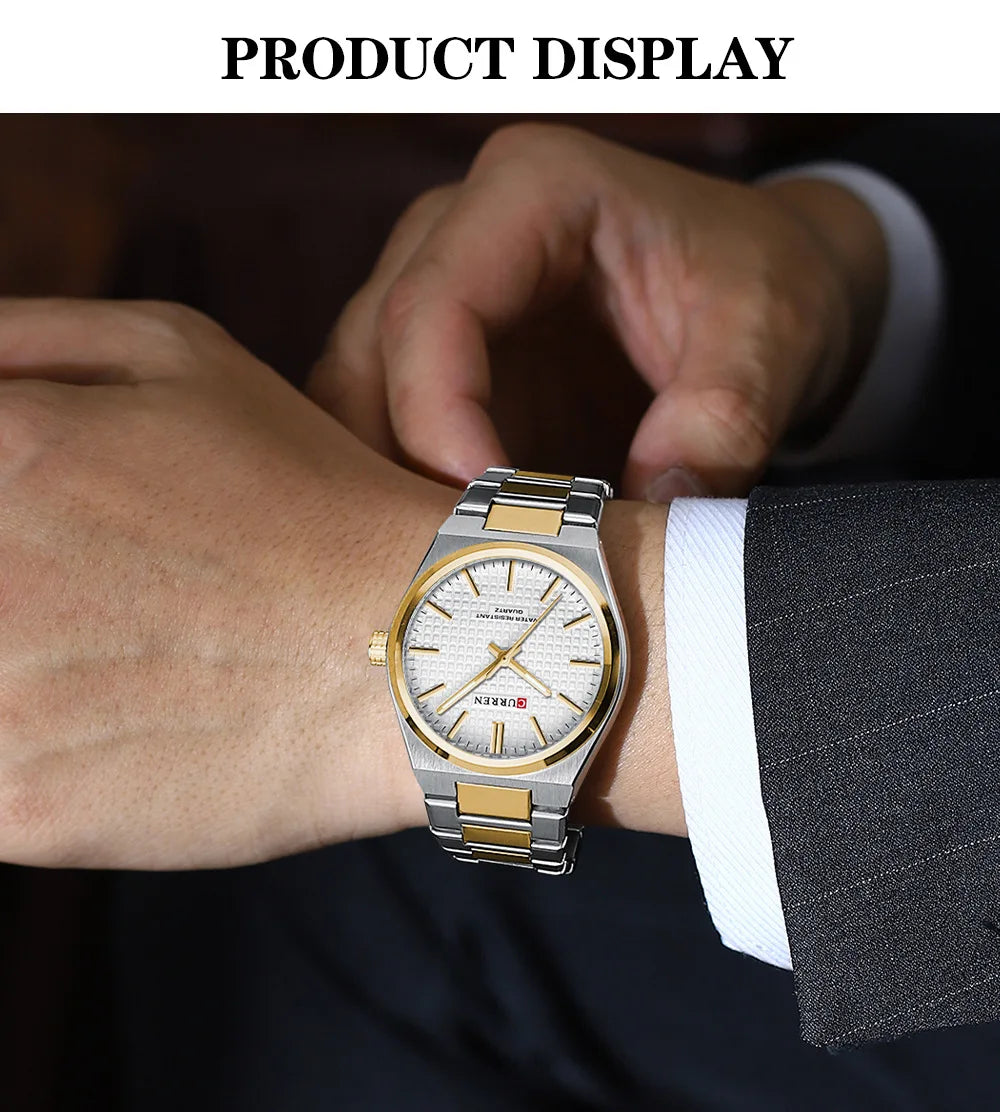 CURREN 8439 Quartz Wristwatch  Stainless Steel Strap Wristwatch for Men Gift