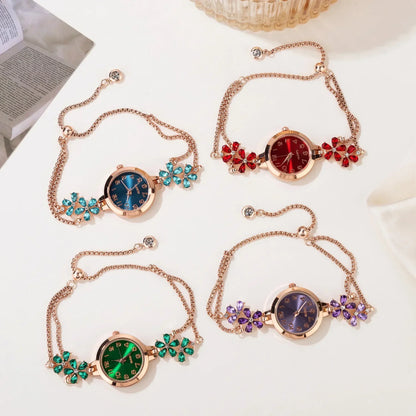 Reloj Mujer Women Watch Fashion Light Luxury Bracelet Quartz Watches for Women Exquisite Violet Crystal Ladies Watches Gifts