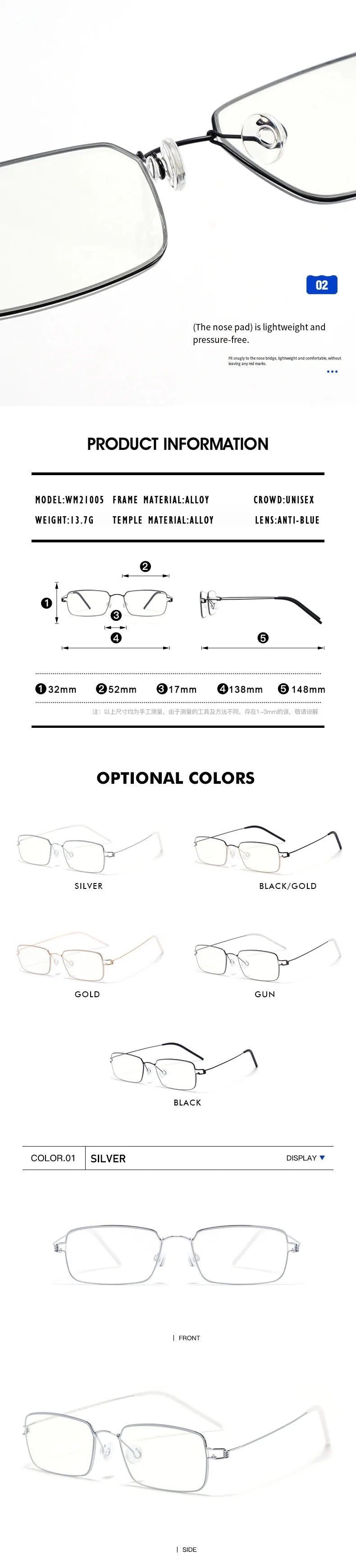 O-Q CLUB Blue Light Blocking Glasses for Myopia Men Computer Lenses to Read Eyewear