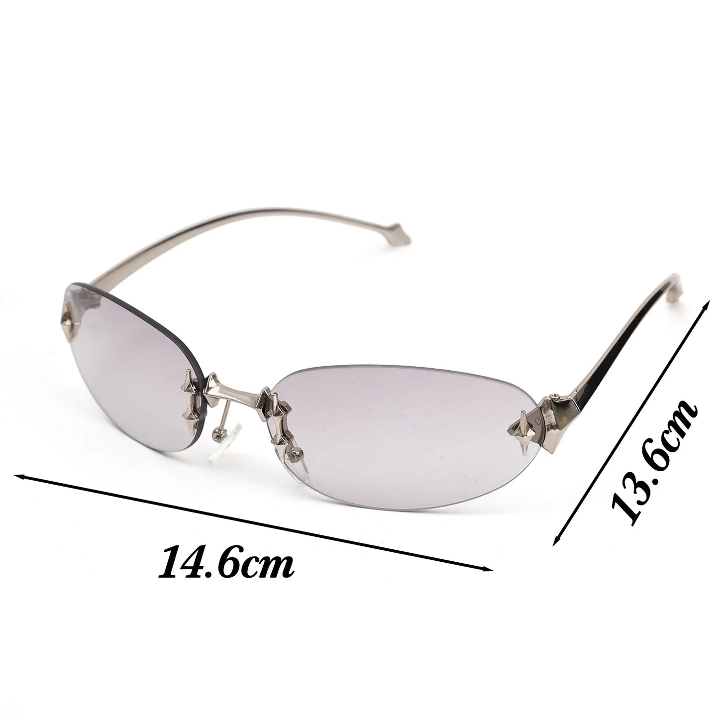 2026 Fashion Rimless Sunglass for Women Men Vintage Star Shaped Small Oval Frameless Y2K Blue Light Blocking Glasses Daily Wear