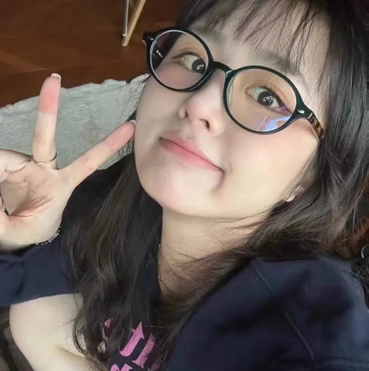 Y2K Retro Blue Green Oval Small Frame Glasses Frame Women's Anti Blue Light Glasses 2023 Fashion Style Eyeglasses Frame Eyewear