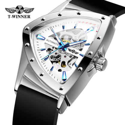 Winner 395R Silicone Sport Men's Luminous Watches Skeleton Automatic Mechanical Watch