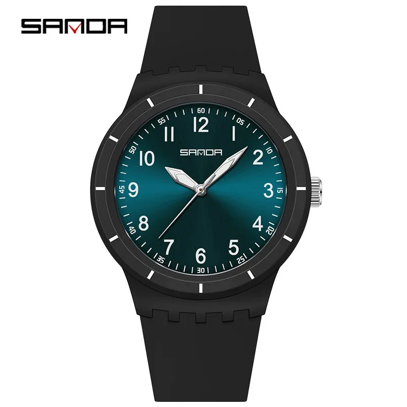 SANDA 9075 Men New Luxury Simple Original Watches Gift Silicone Quartz Wristwatches