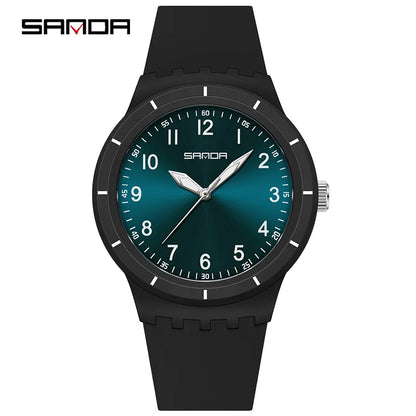 SANDA 9075 Men New Luxury Simple Original Watches Gift Silicone Quartz Wristwatches