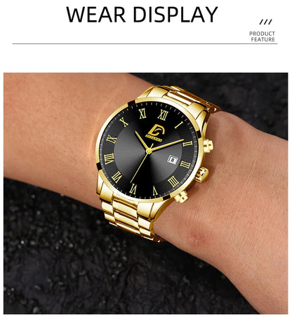 Fashion Mens Gold Watches Luxury Minimalist Quartz Wrist Watch