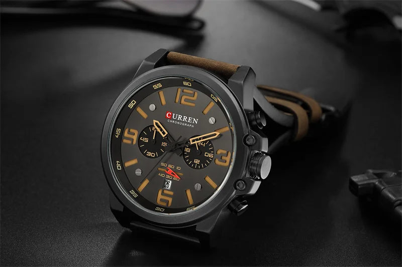 CURREN 8314 Men Quartz Watch Waterproof Chronograph Business Leather Belt Retro Watch For Men Watches Student Wristwatch Sports