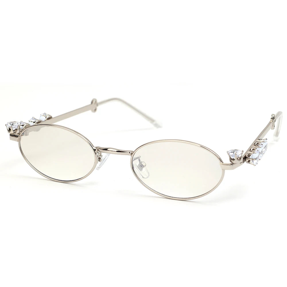 Japanese Small Oval Rhinestone Eyeglasses Frame for Women