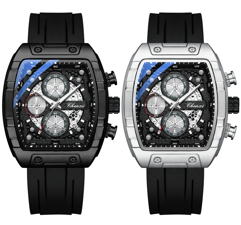 CHENXI 941 Sport Multifunction Military Men Silicone Quartz Wristwatch