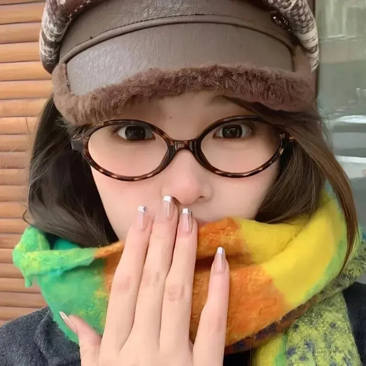 Y2K Retro Leopard Small Oval Frame Glasses Women Spice Girl Cool Eyewear New Black Reading Computer Anti Blue Light Eyeglasses