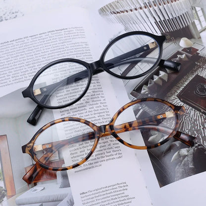 Y2K Retro Oval Frame Glasses Women Leopard Ins Sweet Cool Eyewear Trend Brand Reading Computer Anti Blue Light Eyeglasses