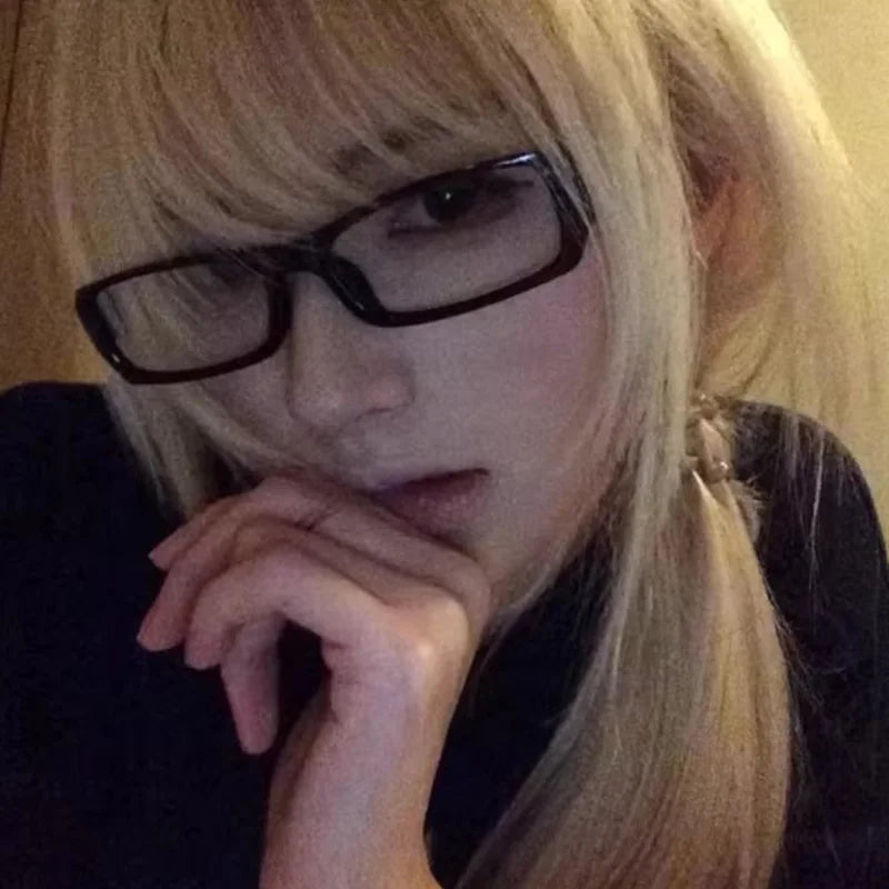 Black Amber VintageY2K Frame Glasses for Women Small Square Eyeglass