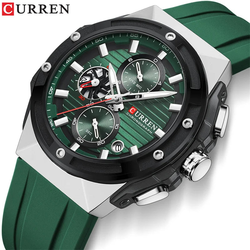 Curren 8462 Top Brand Luxury Men Watch Silicone Sports Quartz Mens Watches