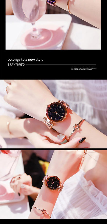 Luxury Starry Sky Women Watches Magnetic Mesh Belt Band Watch Women's Fashion Dress Wristwatch Zegarek Damski Reloj Mujer