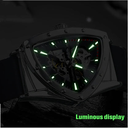 Winner 395R Silicone Sport Men's Luminous Watches Skeleton Automatic Mechanical Watch