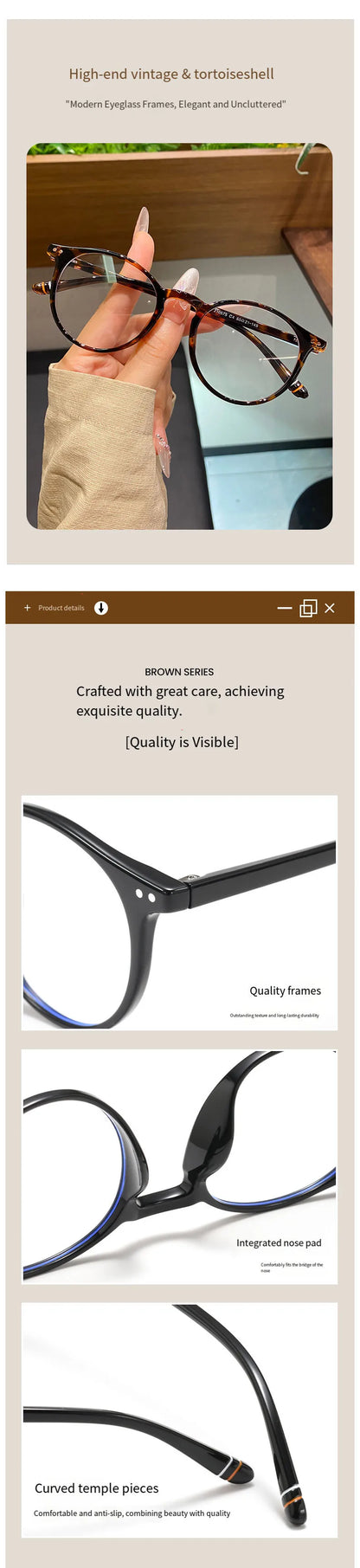 O-Q CLUB Retro Round Men and Women Optical Prescription Glasses