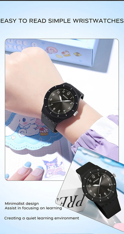 SANDA 9075 Men New Luxury Simple Original Watches Gift Silicone Quartz Wristwatches