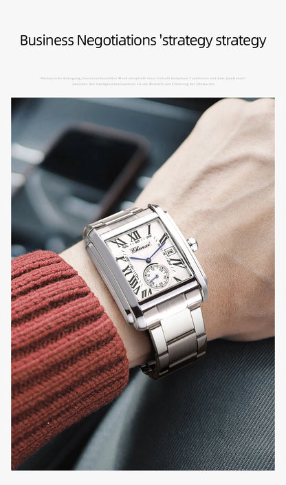CHENXI 8216 Top Luxury Brand Square Silver Color Men Quartz Watches