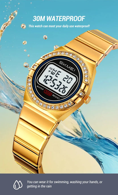 SKMEI 2446 Luxury Casual Female Girl Sports Watches Waterproof Digital Wristwatches