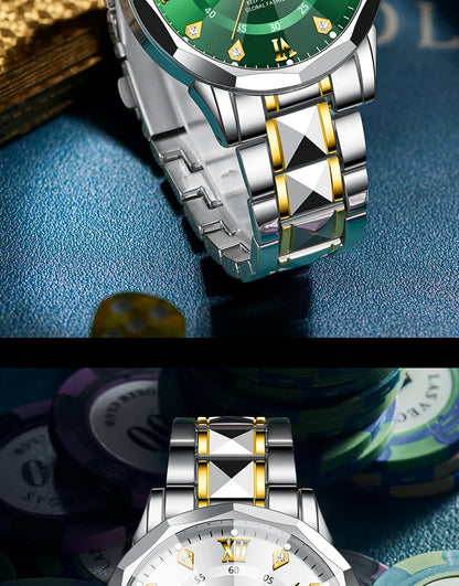 POSHI Men's Quartz Watch Original Waterproof Luminous Dual Calendar Quartz Wristwatch