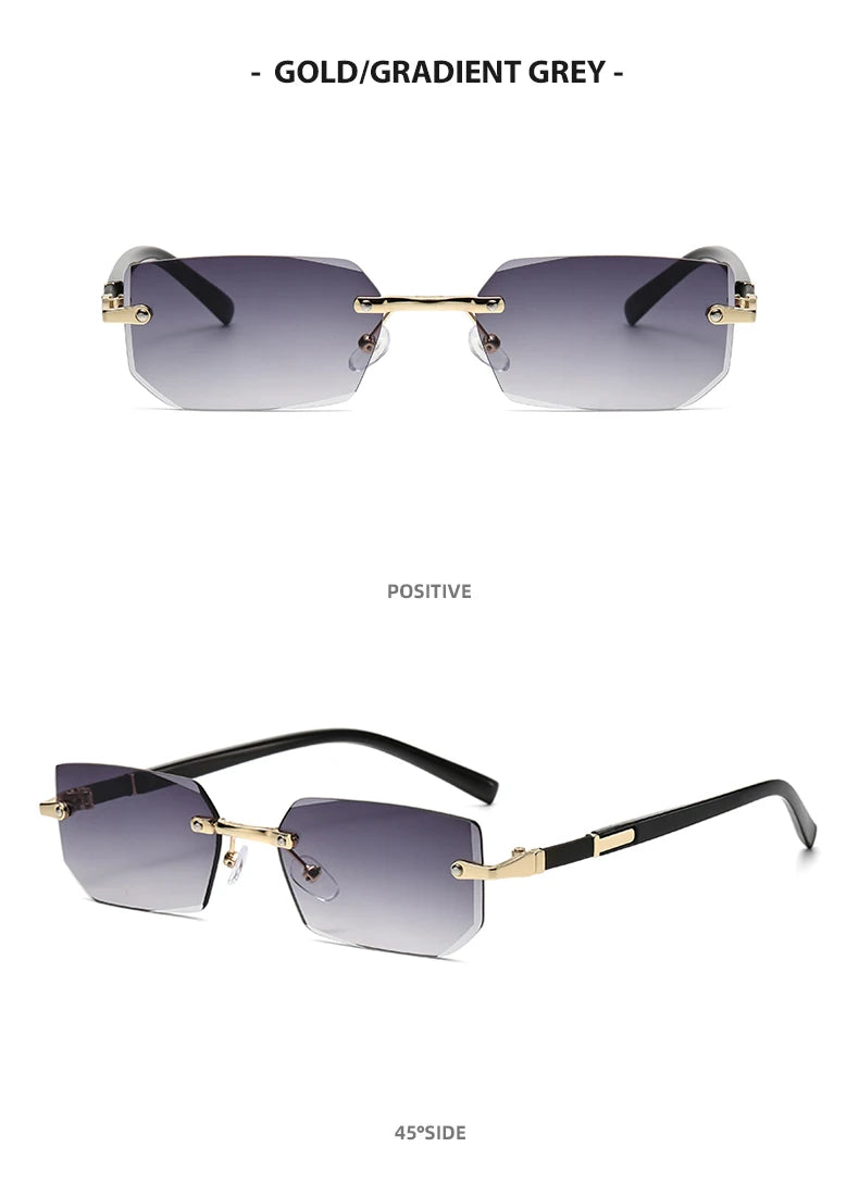 Trendy Rimless Sunglasses for Men Women Fashion Frameless Rectangle Sun Glasses