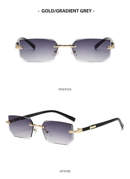 Trendy Rimless Sunglasses for Men Women Fashion Frameless Rectangle Sun Glasses