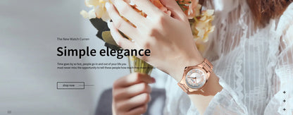 CURREN 9091 Luxury Original Woman Round Watch Stainless Steel 3ATM Waterproof  Wristwatch