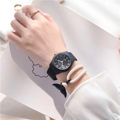 Candy Colors Silicone Strap Quartz Wristwatch Student Watch INS Korean Fashion Trendy Ladies Wristwatch Simple Versatile Clock