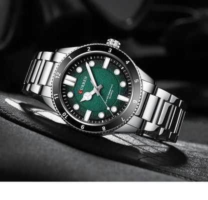 CURREN 8450 Stainless Steel Strap Men's Quartz Watch Business Blue Green Clock Analog Display Wrist Watches for Male