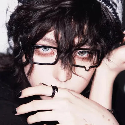 Harajuku Black Small Square No Lenses Teardrop Eyeglasses Japanese Anime