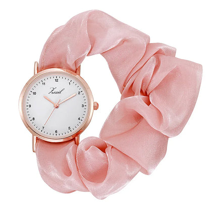 Montre Femme Creative Ribbon Women's Quartz Watches Ladies Color Fabric Belt Wristwatch for Women Stylish Dress Reloj Mujer