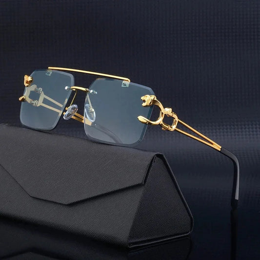 Luxury Square Sunglasses Man Woman Brand Designer Vintage Rimless Sun Glasses