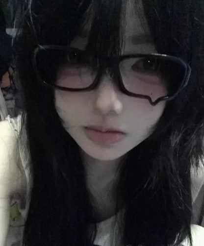 Fashion Anime Y2K Teardrop Cosplay Glasses Unisex No Lenses Eyeglass Japanese Costume Props Spectacles Retro Eyewear Accessories