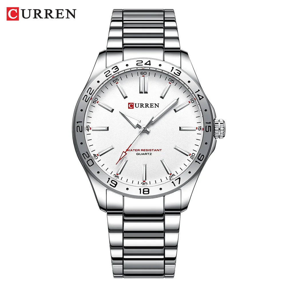 CURREN 8452 Casual Sport Simple Business Men's Watches 2025 Stainless Steel Band Wristwatch Quartz Clock with Luminous Pointers