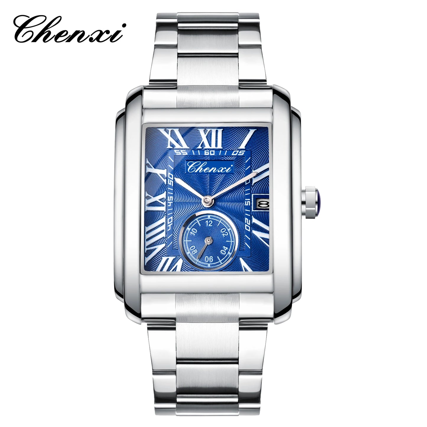 CHENXI 8216 Top Luxury Brand Square Silver Color Men Quartz Watches